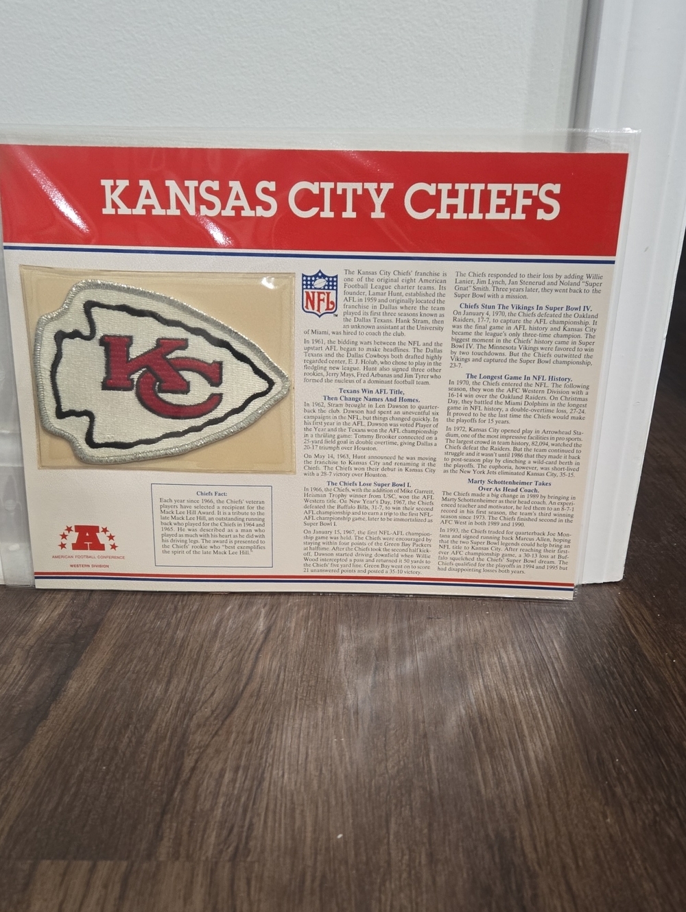 Vintage 1995 Kansas City Cheifs NFL Football Team PATCH Iron On